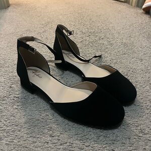 Aldo Black Heels with Ankle Strap and Textured Fabric